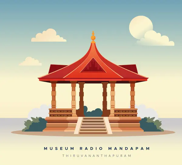 stock vector Museum Radio Mandapam - Thiruvananthapuram, Kerala - Stock Illustration as EPS 10 Fil