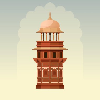 Chhatri - EPS 10 Dosyası Olarak Yarı Açık, Yükseltilmiş, Kubbe Şekilli Köşkler Elementleri