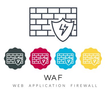 Güvenli Koruma - Web Uygulama Firewall - WAF Simgesi - EPS 10 Dosyası Olarak Stok Resimleri