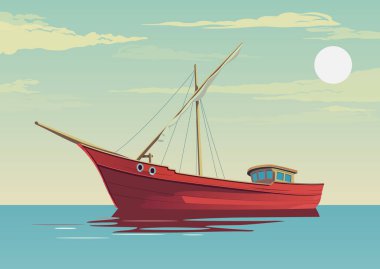 Geleneksel Tahta Yelkenli Tekne - Dhow Boat - EPS 10 Dosyası Olarak Stok Resimleri