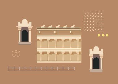 Şehir Yürüyüşü - Heritage Building Elements - EPS 10 Dosyası Olarak Stok Resimleri