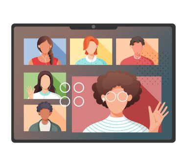 Çevrimiçi Toplantı - Uzaktan Çalışma- EPS 10 Dosyası Olarak Stok Resimleri