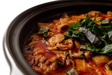 Beef Chitterlings Beyazlar Arkaplanında Hotpot