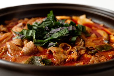 Beef Chitterlings Beyazlar Arkaplanında Hotpot