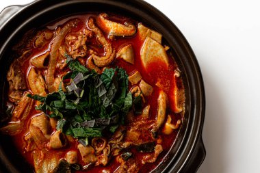 Beef Chitterlings Beyazlar Arkaplanında Hotpot