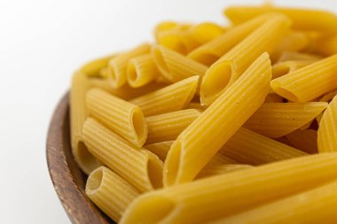 penne on a white background