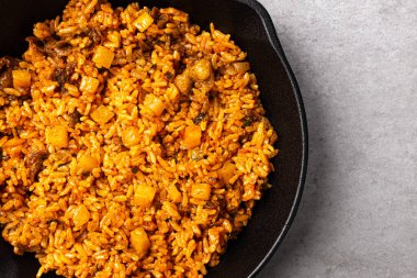 Radish kimchi fried rice with radish kimchi, rice and vegetables