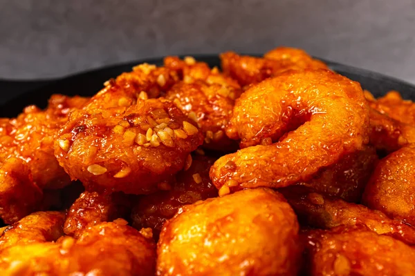 Shrimp Gangjeong Fried Shrimp Mixed Spicy Sweet Sauce — Stockfoto