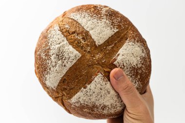 Beyaz arka planda Campagne ekmeği