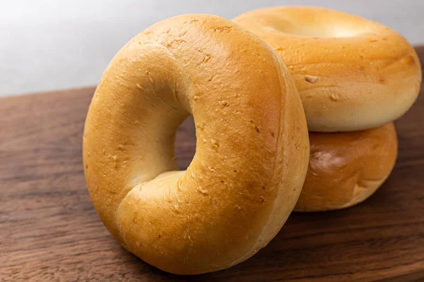 Ring Shaped Thick Bread Plain Bagel — Stock Photo, Image