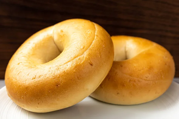 Ring Shaped Thick Bread Plain Bagel — Stock Photo, Image