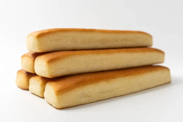 Paus Pão Com Manteiga Fundo Branco — Fotografia de Stock