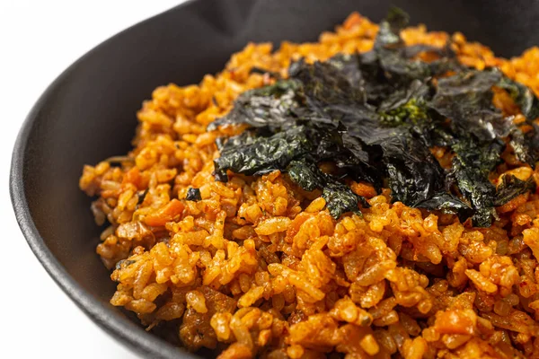 Coreeană Dakgalbi Fried Rice Fundal Alb — Fotografie, imagine de stoc