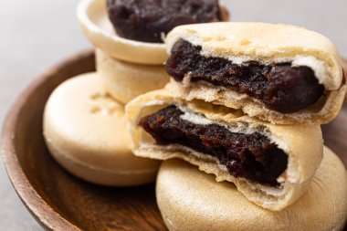 Tatlı Wagashi Monaka ve Red Bean Paste.