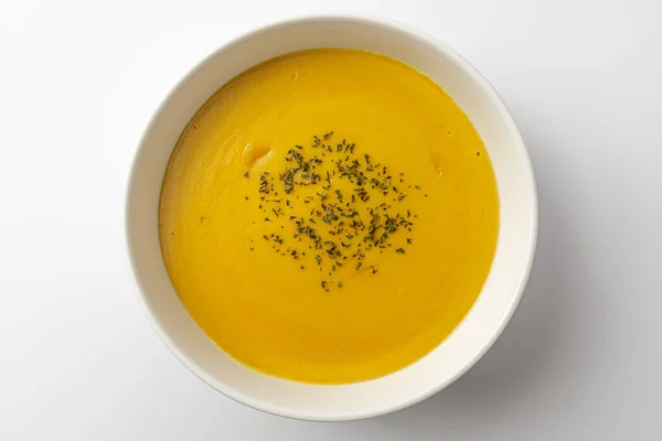 Sweet Pumpkin Soup White Background — Stock Photo, Image