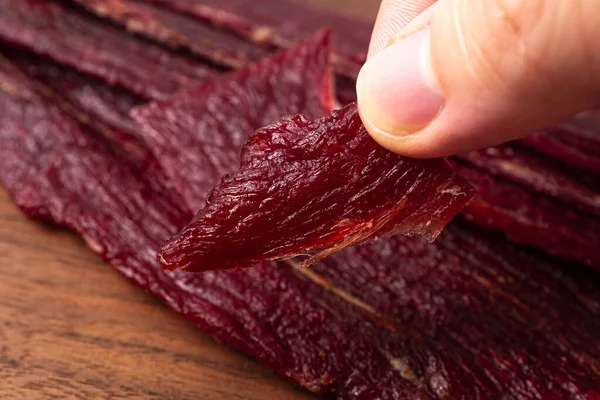 Beef Marinated Dried Food Beef Jerky — Stock Photo, Image