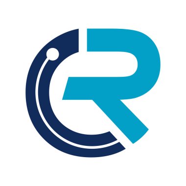 dijital işaret ve teknoloji CR logo tasarım vektörü yaratıcı illüstrasyon kavramı