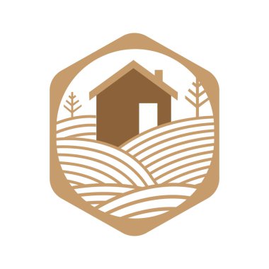 Çiftlik logosu tasarım vektör çizelgeleri için çiftlik alanı ahırı çizgileri