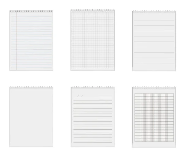 Hojas Cuadernos Realistas Página Encuadernación Papel Con Forro Cuadros Puntos — Archivo Imágenes Vectoriales
