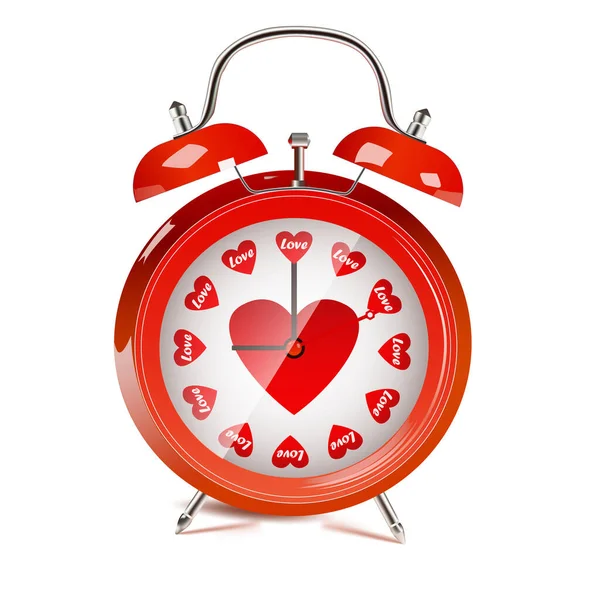 Stock vector Red alarm clock is ringing. Retro alarm clock.