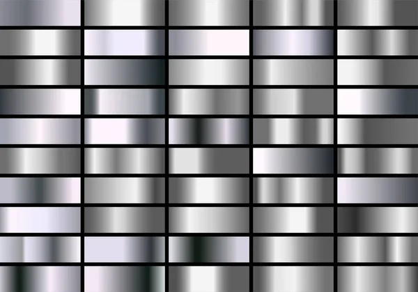 銀のグラデーションの背景ベクトル アイコン テクスチャ金属イラスト 現実的な抽象デザイン フレーム リボン バナー コイン ラベルのシームレスなパターン エレガントな光と輝きのテンプレート — ストックベクタ