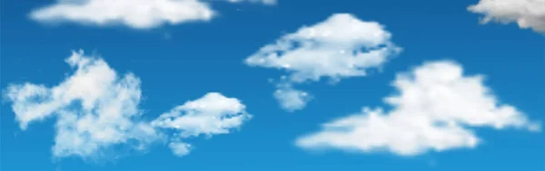 Fondo Azul Cielo Con Pequeñas Nubes Panorama — Vector de stock