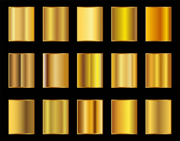 Conjunto Fondo Textura Lámina Oro Plantilla Degradado Oro Cobre Latón — Vector de stock