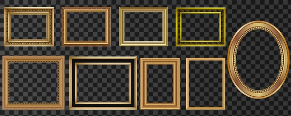 Набор Декоративных Винтажных Рамок Рамок Золотая Рамка Векторный Стиль Оформления — стоковый вектор