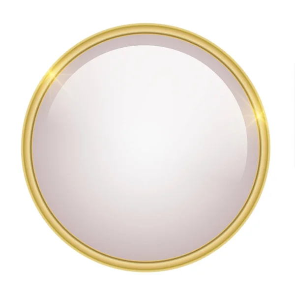 Gold Shiny Button Metallic Golden — Stock Vector