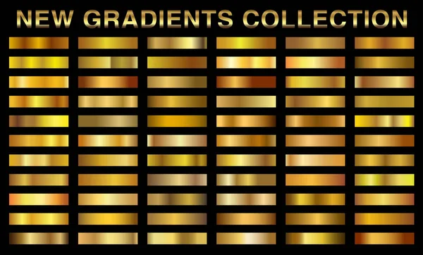 Golden Gradient Set Bakgrund Vektor Ikon Textur Metallisk Illustration För — Stock vektor