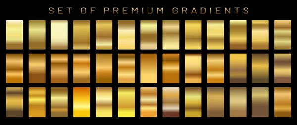 Definir Gradiente Ouro Cromo Cor Folha Textura Fundo Vetor Dourado — Vetor de Stock