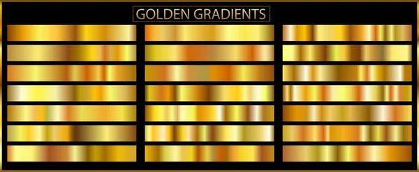 Zlatý Gradient Nastavit Pozadí Vektorové Ikony Textury Kovové Ilustrace Pro — Stockový vektor