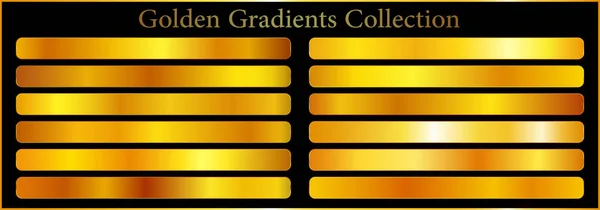 Uppsättning Guld Gradients Golden Gradient Mallar Samling Vektor Illustration — Stock vektor