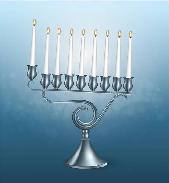 Hanukkah Menorah Candles Isolated Background Vector Illustration — Stock Vector