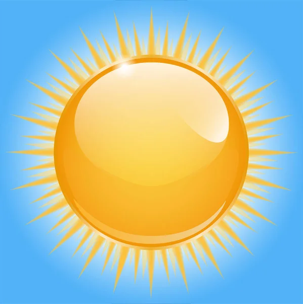 青い背景の太陽のアイコンベクトル — ストックベクタ