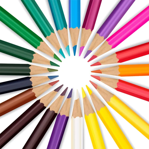 Lápices Color Aislados Sobre Fondo Blanco Ilustración Vectorial — Vector de stock