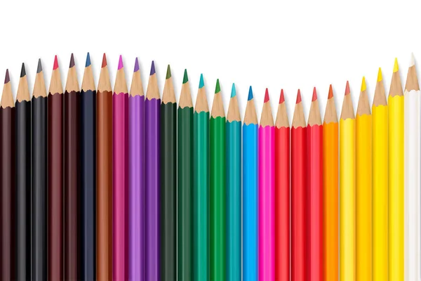 Bezszwowe Kolorowe Ołówki Wiersz Falą Dolnej Stronie Ilustracja Wektora — Wektor stockowy