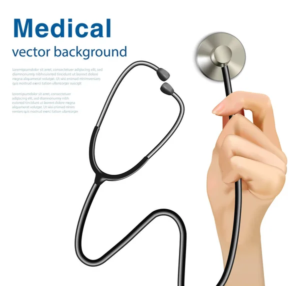 Hand Holding Stethoscope Isolated White Background Vector Graphics