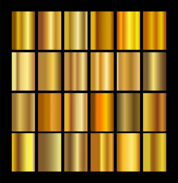 Gold Farbverlauf Eingestellt Hintergrund Vektor Symbol Textur Metallische Illustration Für — Stockvektor