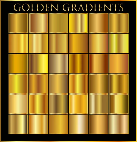 Guld Gradient Set Bakgrund Vektor Ikon Textur Metallisk Illustration För — Stock vektor