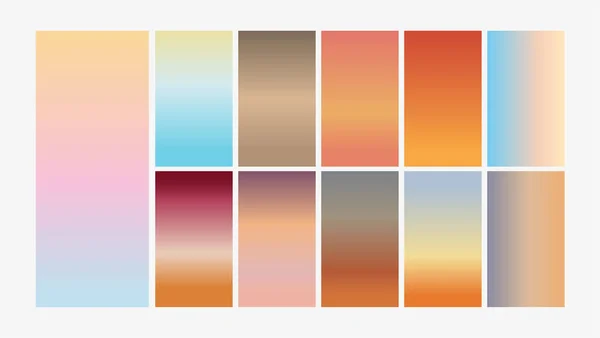 Set Modern Gradients Abstract Sunset Sunrise Sea Blurred Background Templates — Stock Vector