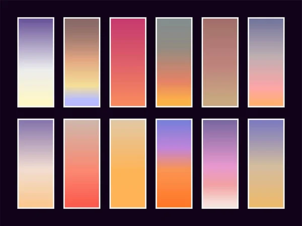 Set Modern Gradients Abstract Sunset Sunrise Sea Blurred Background Templates — Stock Vector