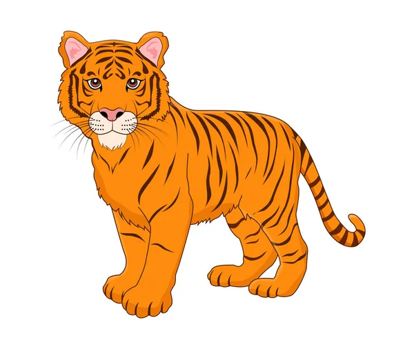 Cartoon Tiger Isolated White Background Vector Illustration — Stock Vector