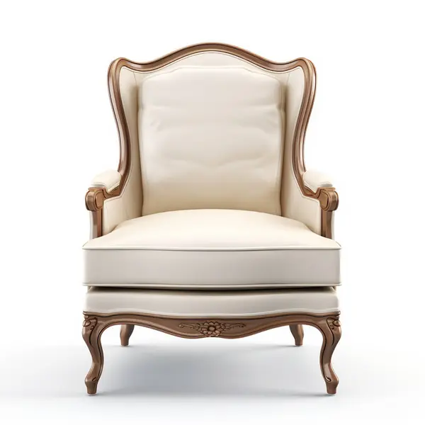 Accent Chair Ivory Color Isolated White Background — Stock Photo, Image