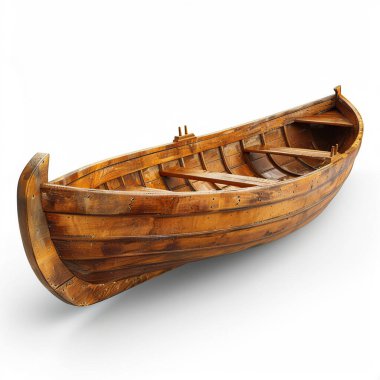 Small wooden empty rowing boat. clipart