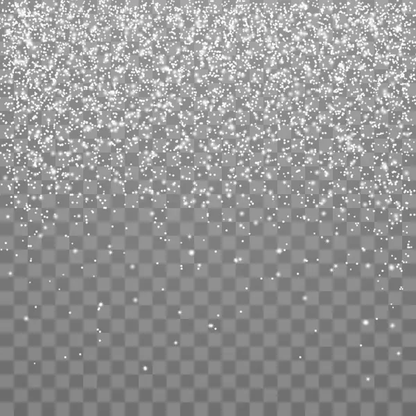 Schneefall Und Fallende Schneeflocken Auf Dunklem Transparentem Hintergrund Weiße Schneeflocken — Stockvektor