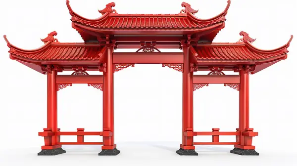 stock image simple Paifang Red Chinese Gate