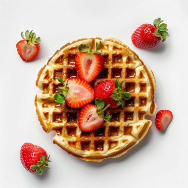 delicious waffle with strawberries clipart