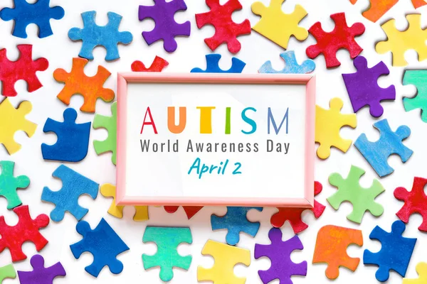 Autism Awareness Day Abril Día Mundial Del Autismo Marco Con — Foto de Stock