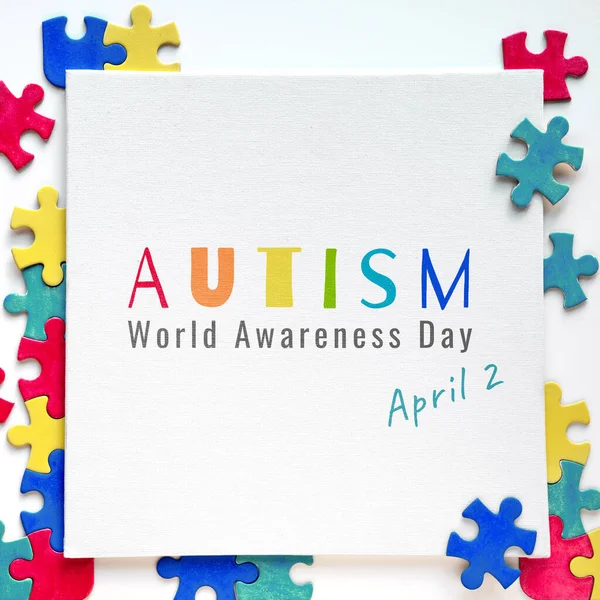 Texto Título Día Mundial Concientización Sobre Autismo Abril Escrito Lienzo — Foto de Stock